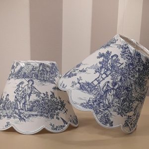 Abat-jour toile de Jouy Bleue