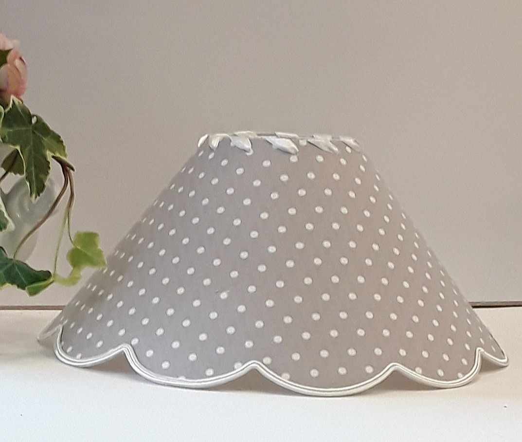 Abat-jour Gris à Pois Blanc